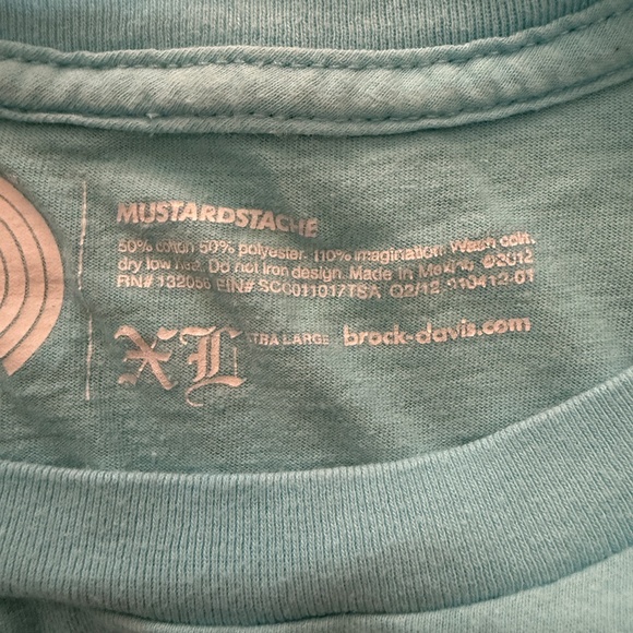 Brock Davis “Mustardstache” Graphic Tee Aqua Relaxed - Picture 5 of 5